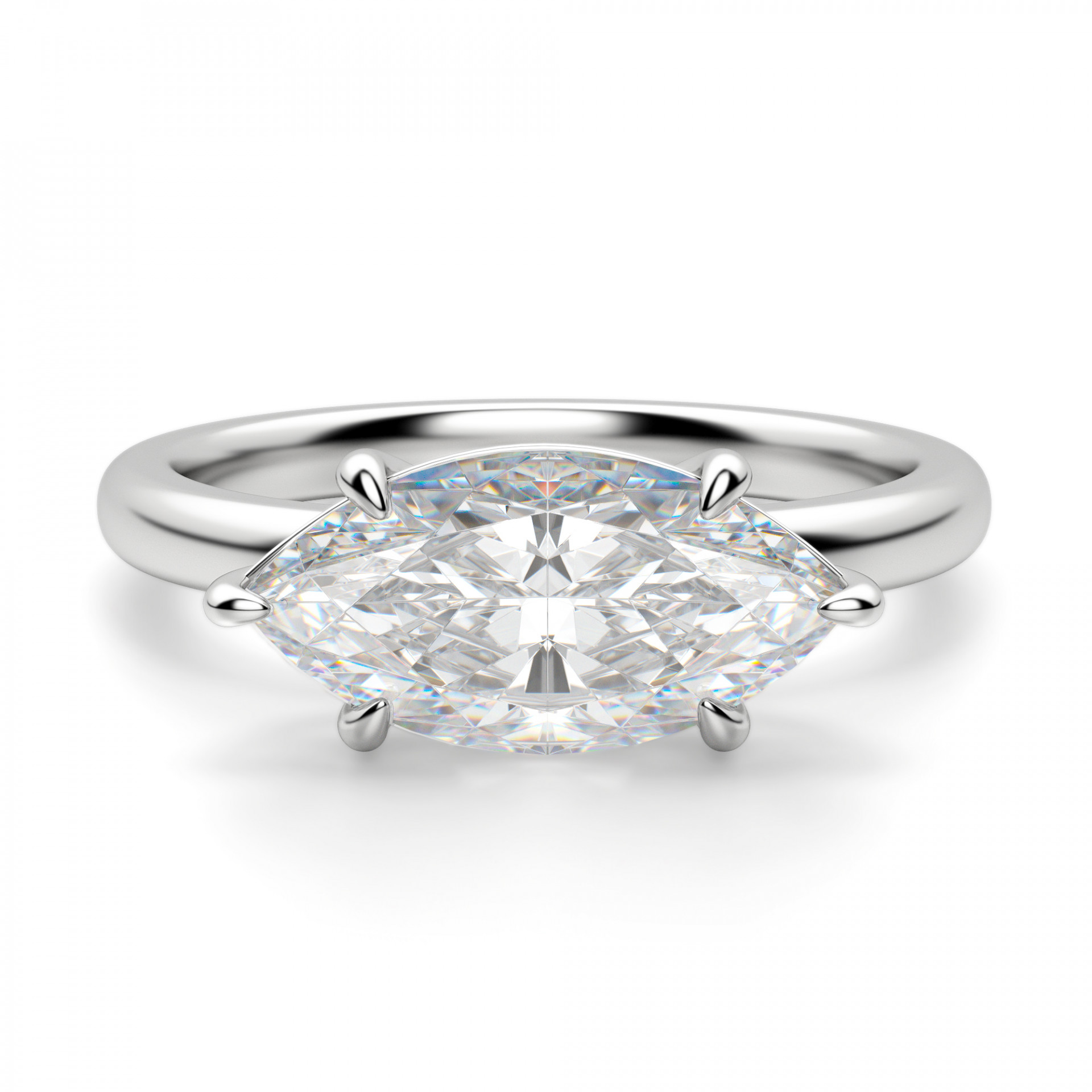 East-West Classic Marquise Cut Engagement Ring